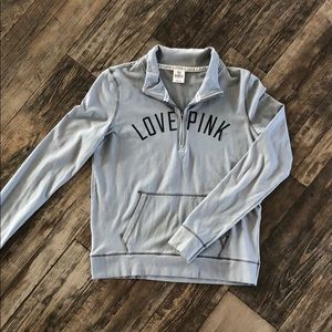 Gray “PINK” half zip pull over